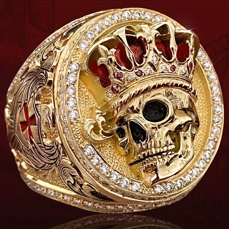 Men's Cross Skull Ring Gothic Biker Punk Cool Jewelry Stainless Steel